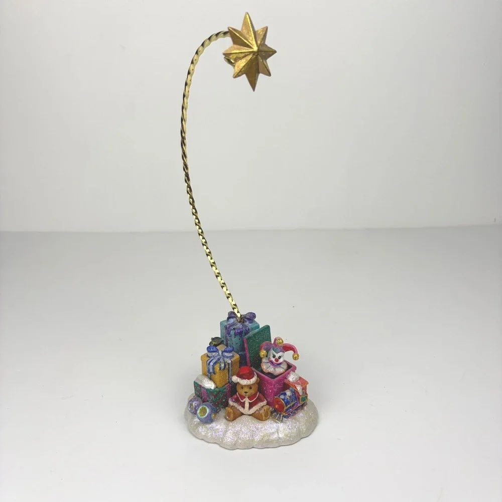 Christopher Radko Christmas Teddy Bear Jester Star Ornament Stand 10.5